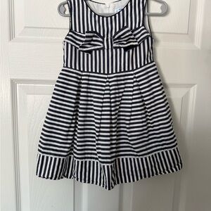 Mayoral Navy and White Striped Dress with Bow